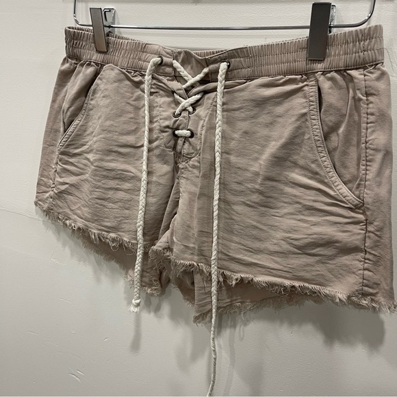 Aerie Tan Raw Hem Lace-Up Lyocell Shorts Size Small - Picture 3 of 8